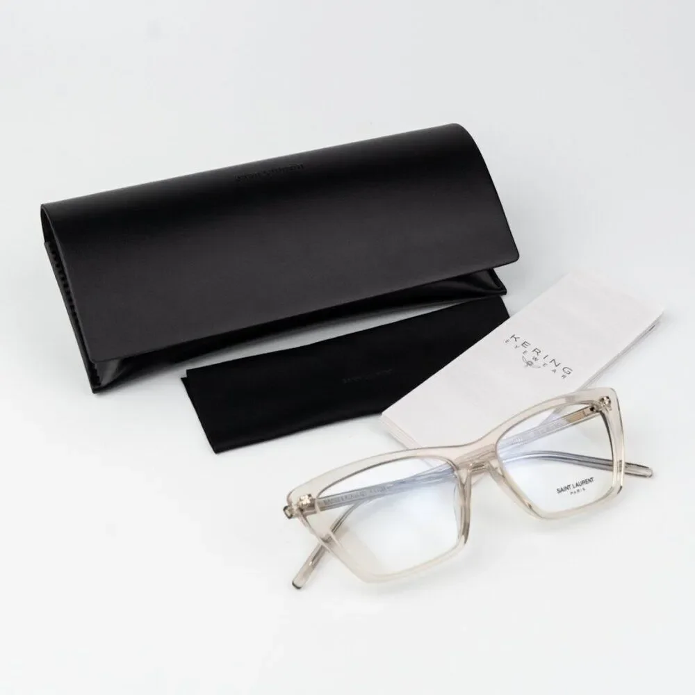 Saint Laurent Women Eyeglasses Beige Cat Eye SL737 MICA THIN OPT 004 BRAND NEW